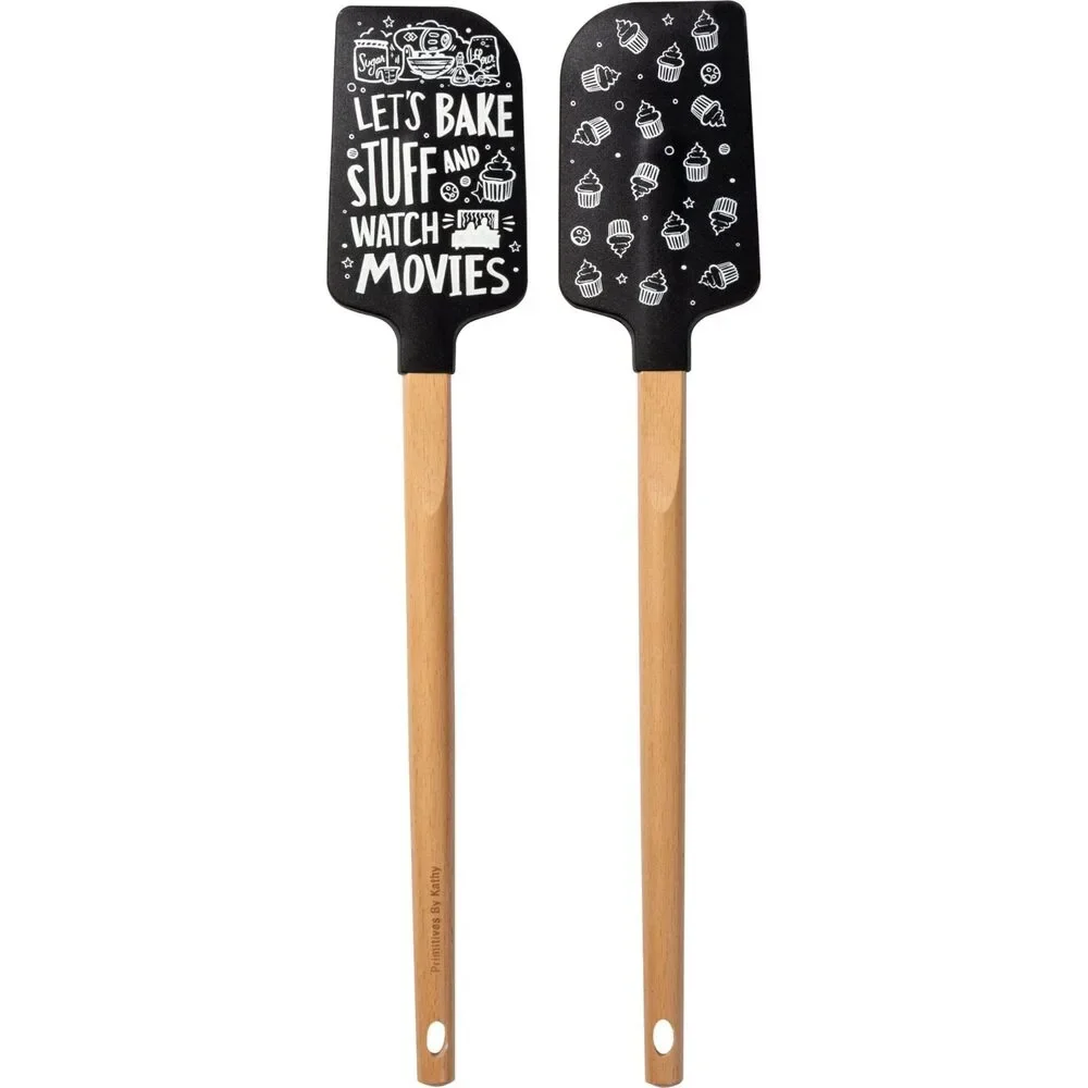 Let’s Bake Stuff and Watch Movies Silicone Spatula with Wooden Handle | Heat Re